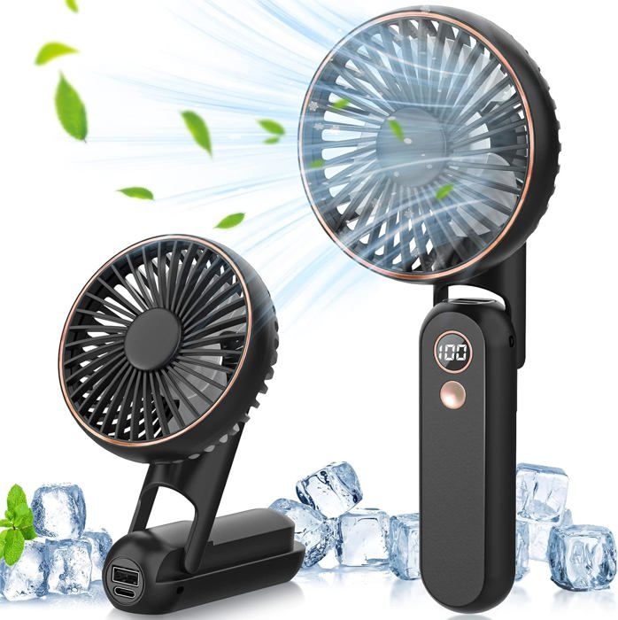 Ventilateur portatif mini ventilateur de bureau électrique USB rechargeable par batterie (noir) - La Ruche Globale