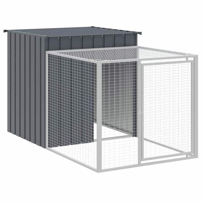 Meilleurs prix pour Poulailler enclos cage poules avec cour 110 x 201 x 110 cm acier galvanisé anthracite 02_0043940