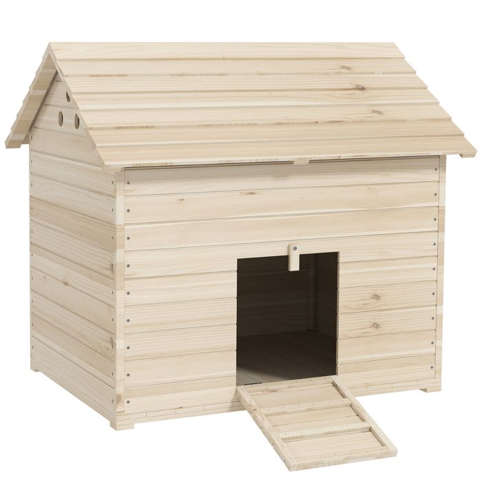 Pawut Duck house avec toit pliant incliné poulailler avec plancher surélevé et rampe de porte dentrée sapin Duck House 100 x 825
