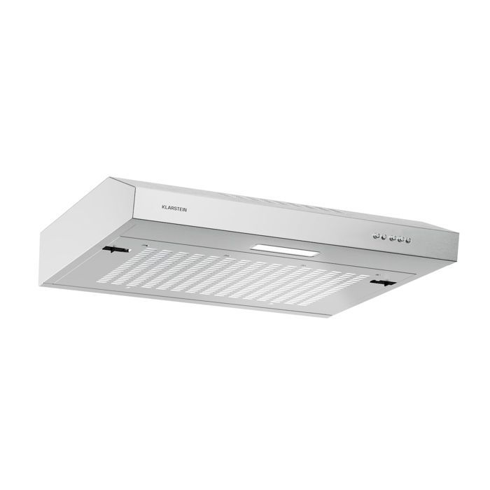 SlimVent Hotte aspirante 60 cm A + 200 m&sup3;/h Eclairage LED Mode Evacuation ou Recyclage d'air Argent
