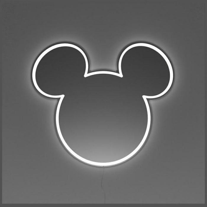 Miroir - MICKEY MOUSE - Neon Yellowpop - Argenté - Rond - Décoration murale