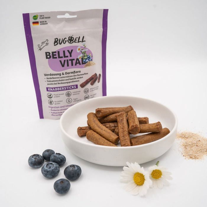 BugBell 12x60g bâtonnets BellyVital pour chiens – soutien à la digestion et à la flore intestinale