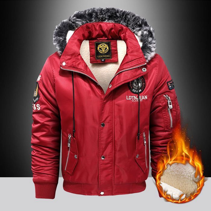 Doudoune Homme Hiver - Doudoune Chaud avec Capuche Amovible - Vest Ski Patinage - épais Confortable - Rouge XS-3XL