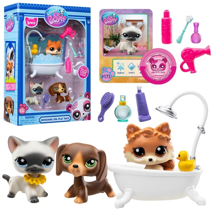 Littlest Pet Shop Set de figurines Spa pour animaux animaux #172-174 + accessoires figurines articulées à collectionner 4+
