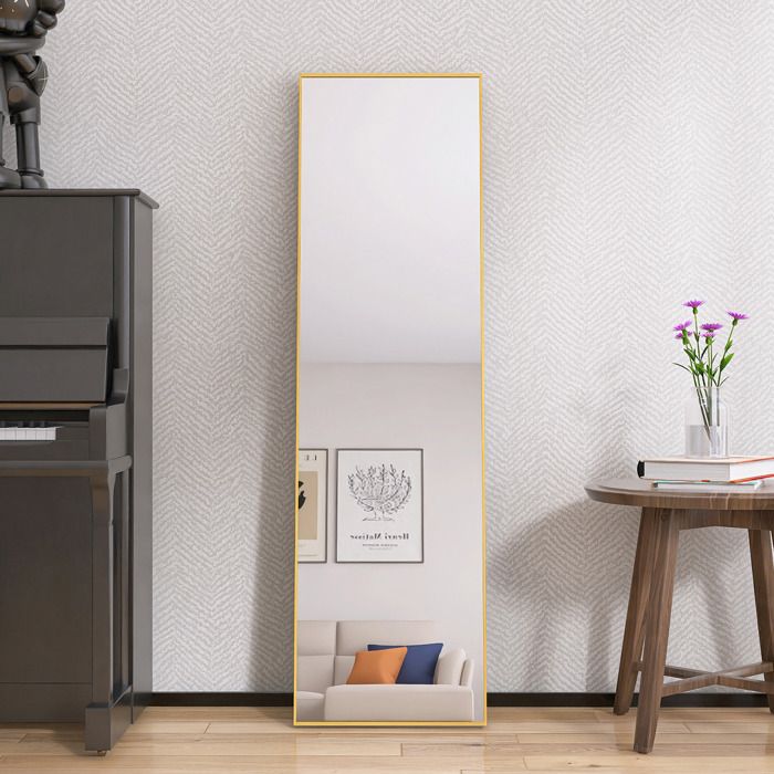 Miroir sur Pied Rectangle -140x40cm - Cadre en Métal - Miroir HD Grand - Doré | Leroy Merlin Miroir sur Pied Rectangle -140x40cm - Cadre en Métal - Miroir HD Grand - Doré | Leroy Merlin