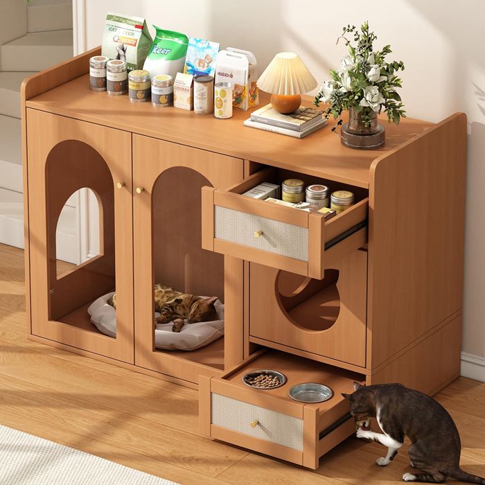 Buffet Maison chat multifonction avec espace repos 120x45x83 cm noyer