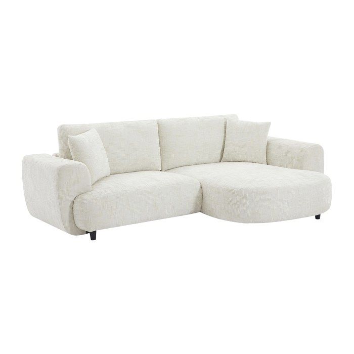 Canapé dangle droit en tissu texturé beige RULAMA