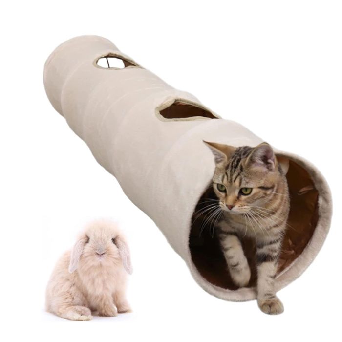 Meilleurs prix pour 1 pièce Tubes et tunnels pour chat non froissés Jouets interactifs pour lapins chiots chatons 2 fenêtres