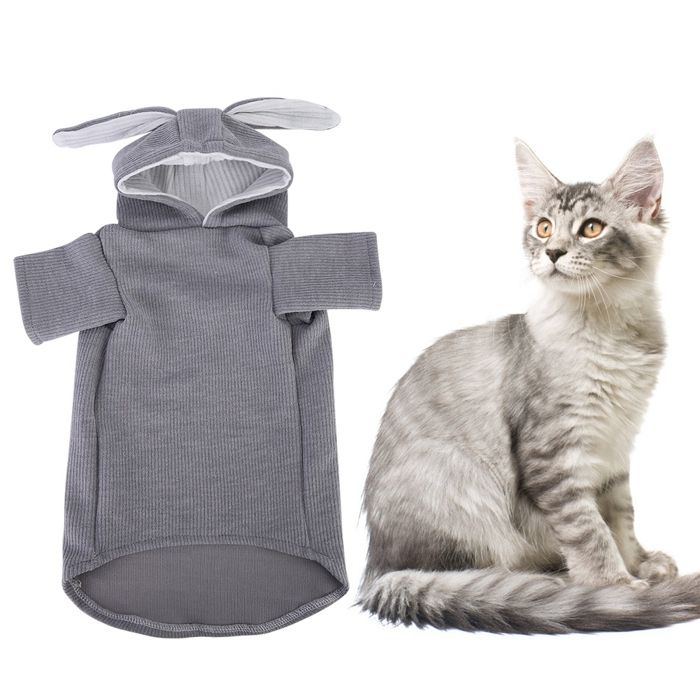 Meilleurs prix pour Costumes pour petits chiens et chats vêtements en forme doreilles de lapin à capuche pour lautomne et lhiver gris M