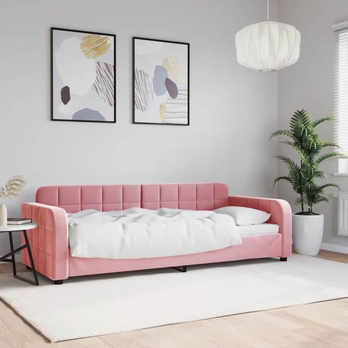 Lit de repos en velours - UU - Rose - 80x200 cm - 2 en 1 canapé-lit - Velours polyester - Cadre métal et bois massif