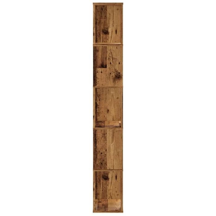 Bibliothèque 5 niveaux - WIENS - Vieux bois - Bois dingénierie - 45x23.5x162.5 cm - Capacité 65 kg - Facile à nettoyer