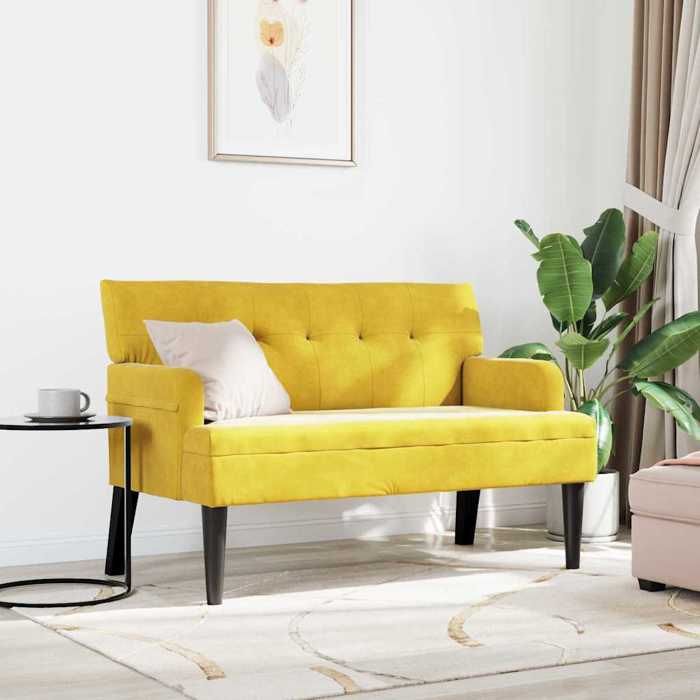 (SOLDES DEC)Banc/Banquette - Chaise de salon Chesterfield Jaune 112x655x75 cm Velours 01_7763654