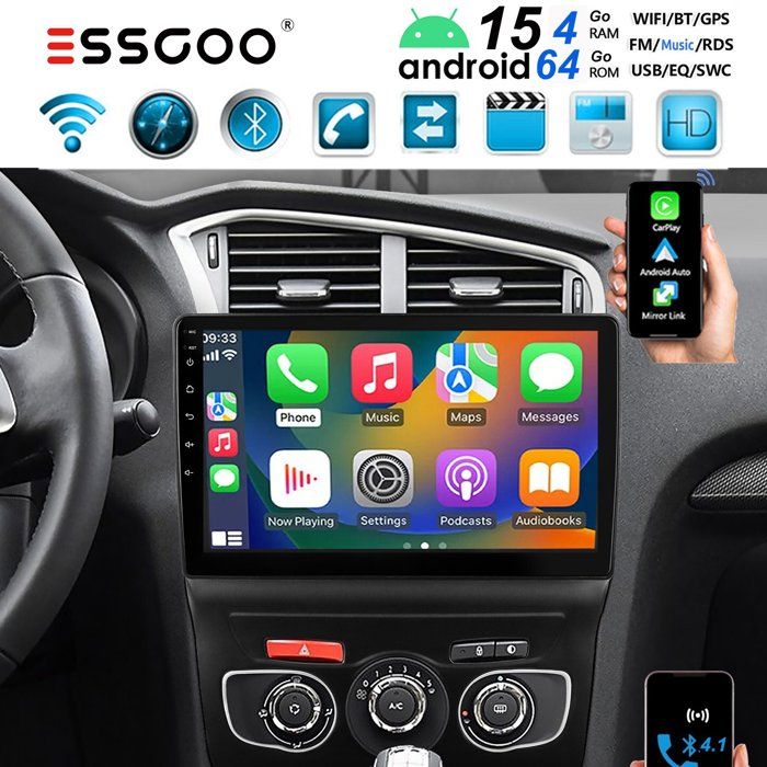 Autoradio Android 2 DIN - ESSGOO - Pour Citroen C4 II (2011-2018