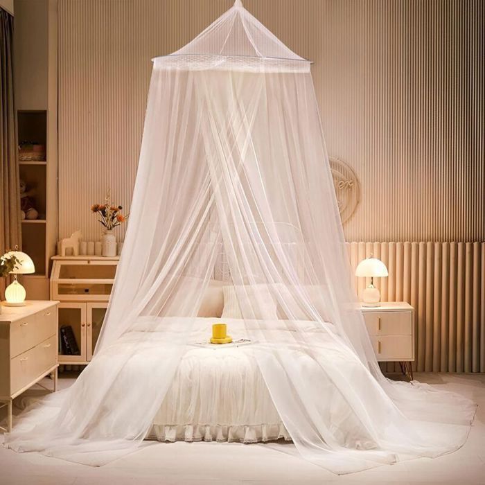 Moustiquaire suspendue en dôme - ZOR® - Blanc - Adaptée pour lit simple double king berceau - Polyester léger