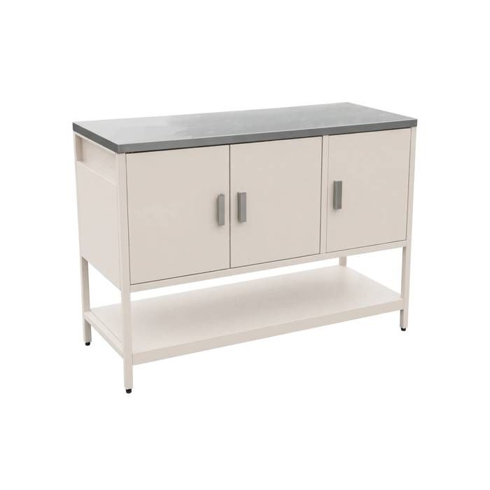 Cuisine dextérieure en acier beige 3 portes.1 étagère L120cm Cuisine dextérieure en acier beige 3 portes.1 étagère L120cm