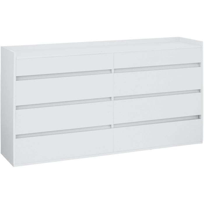 Kosmo - Commode Avec 8 Tiroirs En Mélaminé Blanc