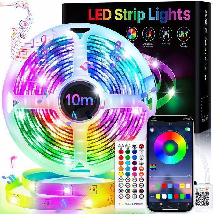 Ruban LED 10M-Inclut télécommande une application la synchronisation musicale minuterie-Décor Maison Chambre Bar-ambiance festive