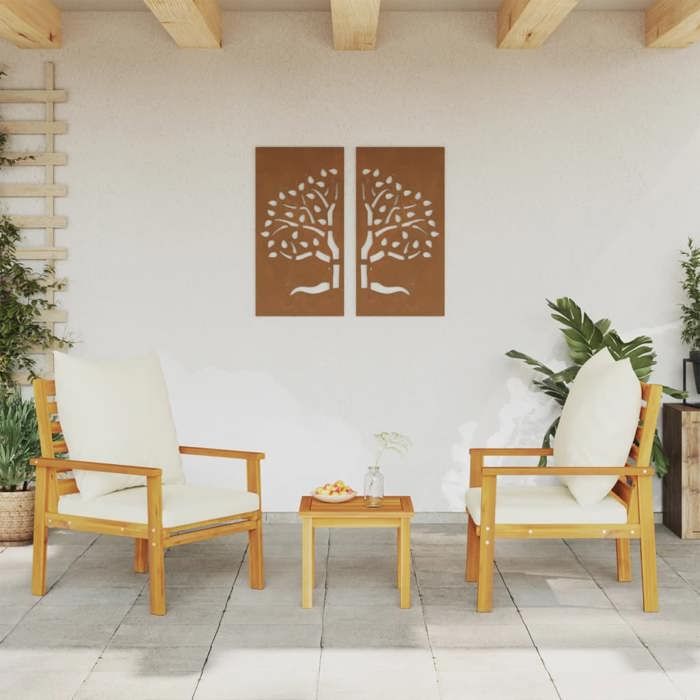 Fauteuil de jardin 2 pièces Meuble de jardin protection UV avec coussin bois massif dacacia - (68x65x81 cm) 32Nt8R