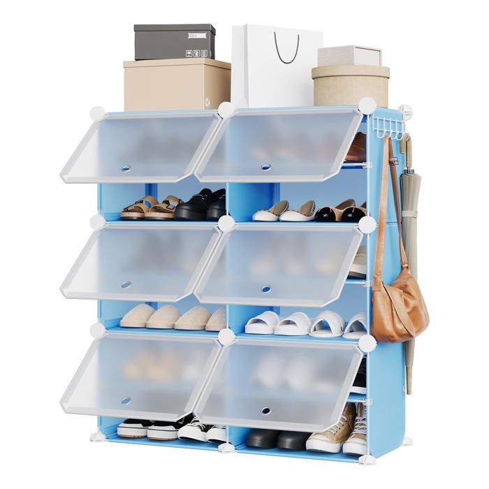 Étagère modulaire - LUNSY - 12 compartiments - Résine imperméable - Connecteurs robustes en ABS