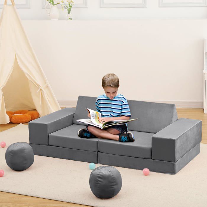 Canapé modulaire enfants - LUNSY - 12 pièces - Modulaire - Mousse souple - Coins arrondis - Housses lavables