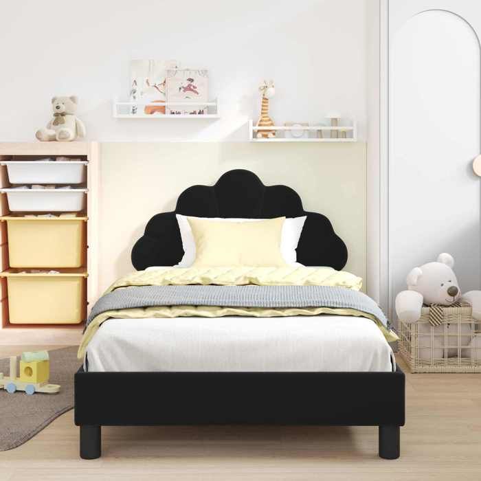 Structure/Cadre de lit pour Enfants - avec tête de lit - Noir 90X190 cm - pour adul/enfant NL77451