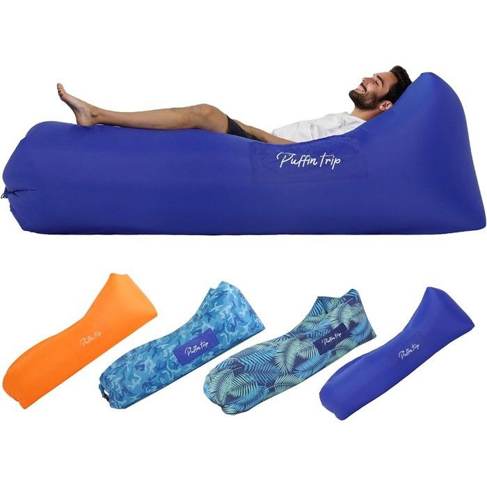 Transat gonflable - PUFFIN TRIP - Canapé dossier dair ergonomique - polyester 210T - 218x70x50 cm - charge 200 kg