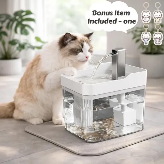 Fontaine à eau automatique ultra-silencieuse pour animaux (chats et chiens) — Alimentation USB avec quadruple filtration Fontaine à eau automatique ultra-silencieuse pour animaux (chats et chiens) — Alimentation USB avec quadruple filtration