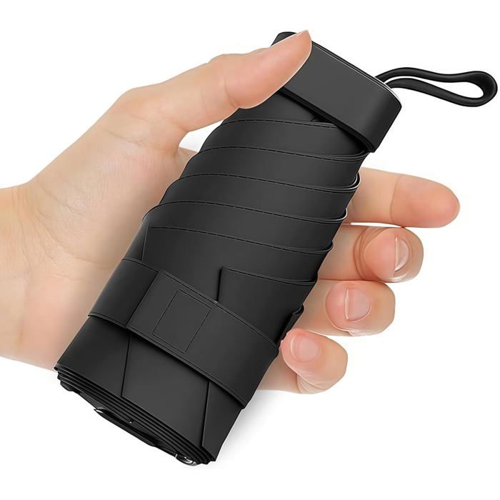 Parapluie pliant de voyage mini - Ultra compact - Léger - 15 cm plié - Coupe-vent - Imperméable