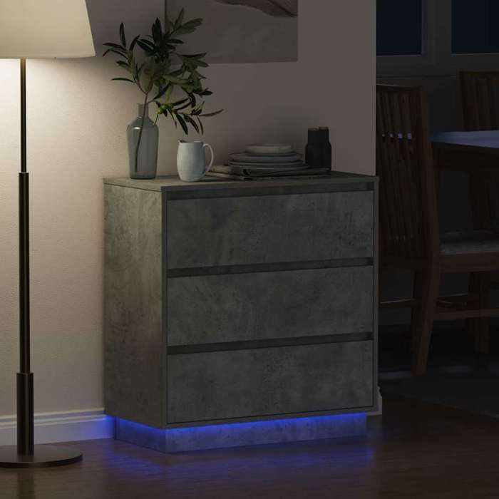 Cabinet de Lit Moderne Gris Table de chevet/nuit avec rangement avec tiroir avec Gris béton 71x34.5x75 cm CC4405