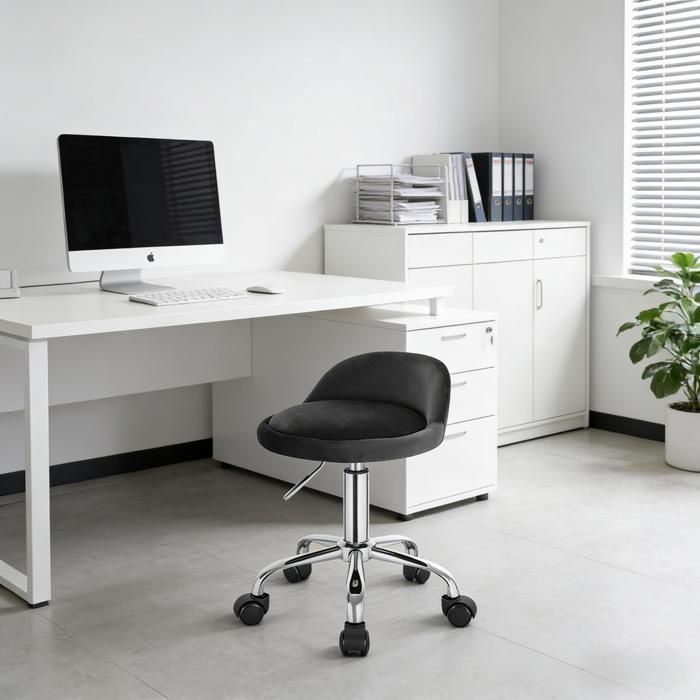 Tabouret de bureau - ZEVKOR - Chaise pivotante - Velours gris foncé - Hauteur réglable 53–65 5 cm - Capacité 120 kg