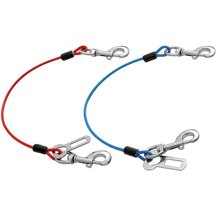 Lot de 2 ceintures de sécurité pour chien en corde dacier pour voiture