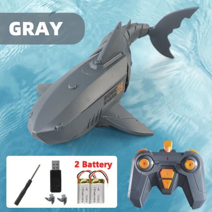Bateau Télécommandé Requin Avec Lumières LED - Jouet Aquatique RC Étanche, Batterie 1200mAh, Portée 50m, Pour Piscine Ou Lac