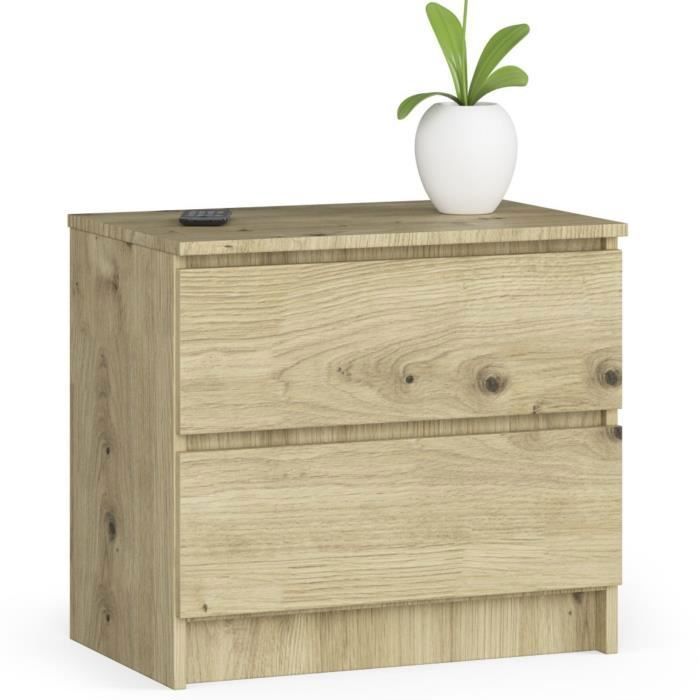 Table de chevet AKORD K60 Chêne Artisan 60 cm 2 tiroirs façade Chêne Artisan 60x40x55 cm Table de chevet AKORD K60 Chêne Artisan 60 cm 2 tiroirs façade Chêne Artisan 60x40x55 cm