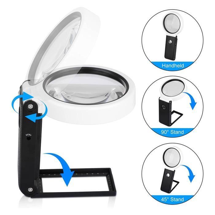 50 Lumens Lumière Jour Loupe Géante Éclairée 12 LEDs - Grossissement X5 - Flexible 160cm - Pour Lecture Et Bricolage Loupe éclairée
