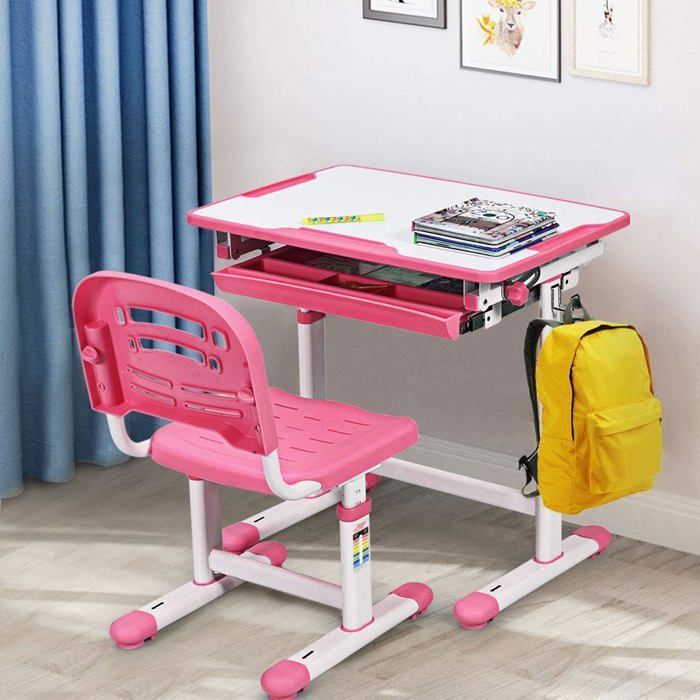 Goplus Ensemble Bureau Et Chaise Pour Enfant Hauteur Reglable Table De Dessin Table D Etude Avec Tiroir Et Crochet Inclinable0 45 Achat Vente Bureau Bebe Enfant Ensemble Bureau Et Chaise Soldes Sur Cdiscount