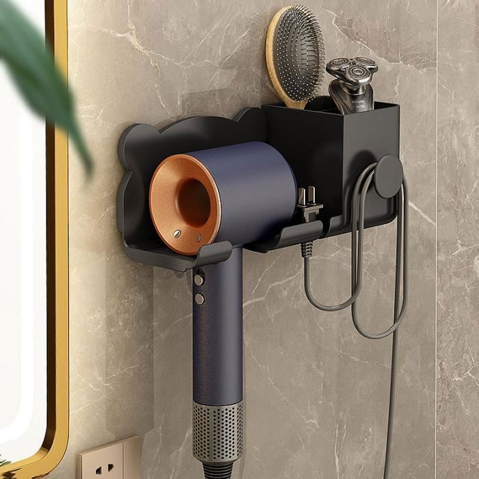 CSPARKV Porte Sèche Cheveux Support, Support Seche Cheveux Avec Range Cables Porte Seche Cheveux Mural Sans Percage Pour Hotel De Chambre A Coucher De Salle De Bain 85584597
