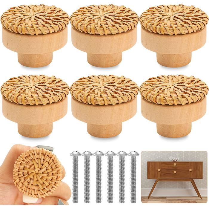 Lot De 6 Poignées Rondes En Bois Pour Tampon - 30 Mm, Bricolage Et Scrapbooking