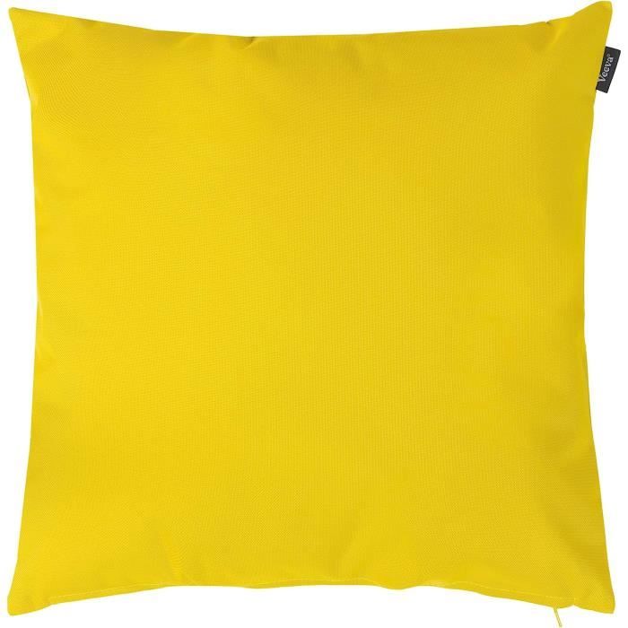 Lot De 2 Coussins Carrés Pour Chaise De Jardin - 50x50x10 Cm, Velours De Maïs, Lavable, Couleur Jaune, Intérieur/Extérieur