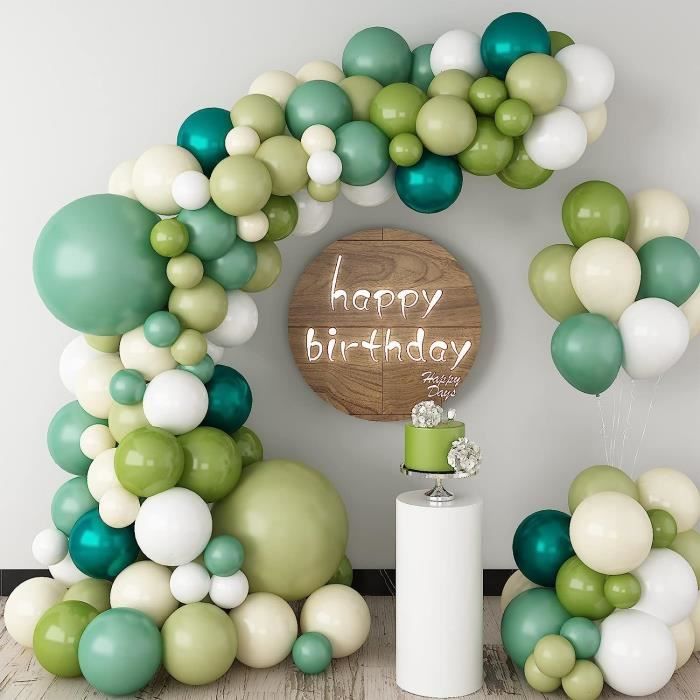 Arche à Ballons Vert Et Or - Kit Décoration Anniversaire, Mariage, Baby Shower - Inclut Ballons Et Accessoires