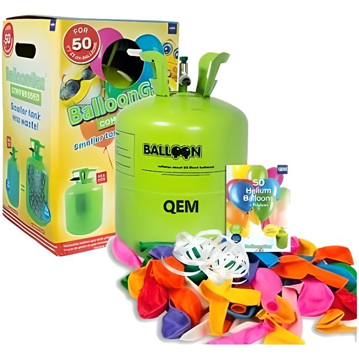 Grande Bouteille hélium XL50 pour gonfler gonfler 50 Ballons de baudruche de 23cm inclus