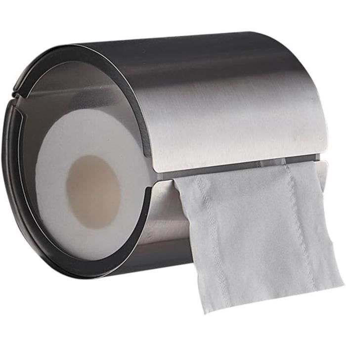 Dérouleur Papier Toilette Autoportant IDesign York Metal - Acier Inox, Couvercle, 3 Rouleaux - Design Fin Argenté - 9