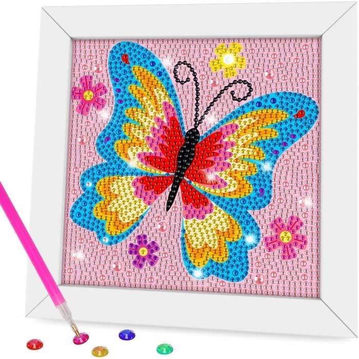 Kit Peinture Diamant 5D - Motif Papillon Blanc Et Doré, Toile 30x40cm, Pour Adultes Et Enfants (DIY)