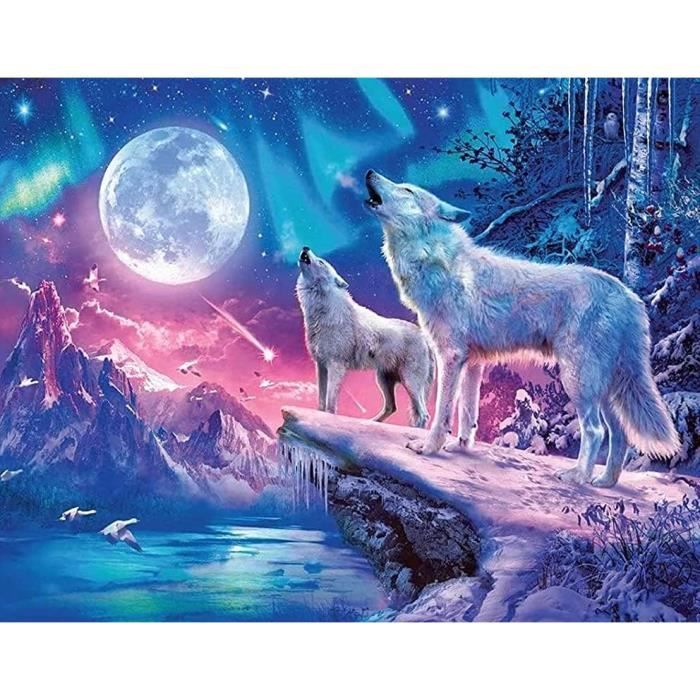 Diy 5D Plein Carré Diamond Painting Loup 50X40Cm Diamond Painting