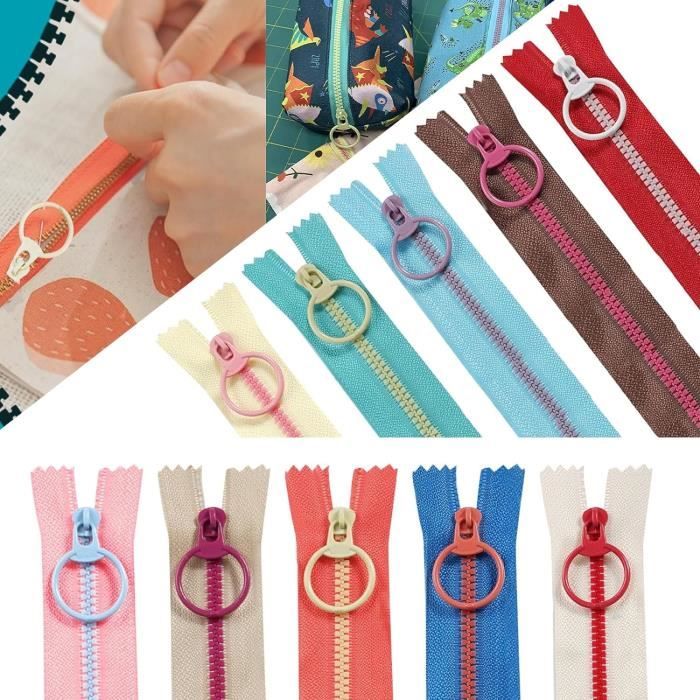 Lot De 50 Fermetures éclair Nylon 20 Cm - 25 Couleurs, Pour Couture, Bricolage, Vêtements, Sacs