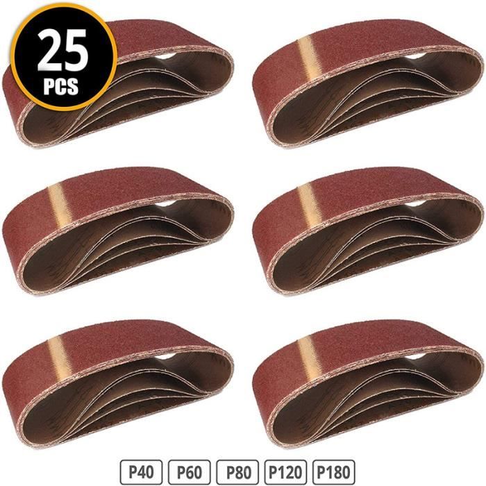 Lot De 25 Bandes Abrasives 75 X 533 Mm Grain De Tissu Je 5 X 40