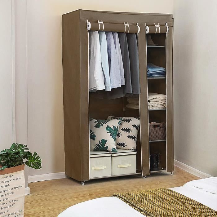 OUI-Armoire Penderie Chambre Café Pas Cher Multimode-rangement Meuble en  Tissu 110*45*178cm