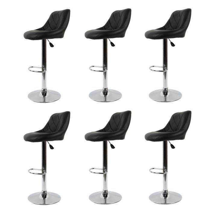 KEKE-Lot de 6 Tabouret de Bar en Cuir synthétique Pivotantes et réglables en Hauteur 59cm-79cm Noir
