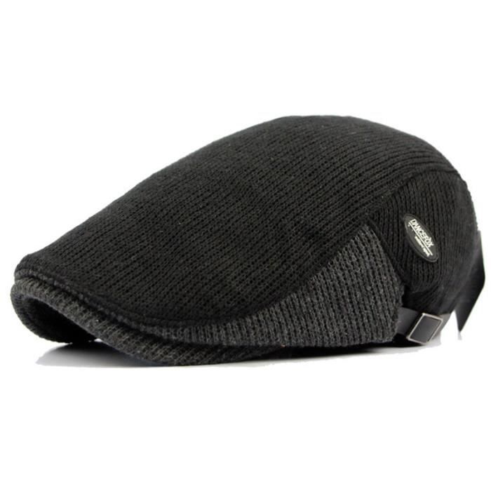 Casquette Noire Pour Homme En Coton Stretch - Chapeau Cabbie Style Baleine, Confortable Et Ajustable