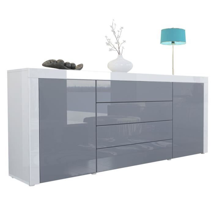 Vladon Buffet commode La Paz en Blanc haute brillance - Gris haute brillance - Blanc haute brillance Vladon Buffet commode La Paz en Blanc haute brillance - Gris haute brillance - Blanc haute brillance