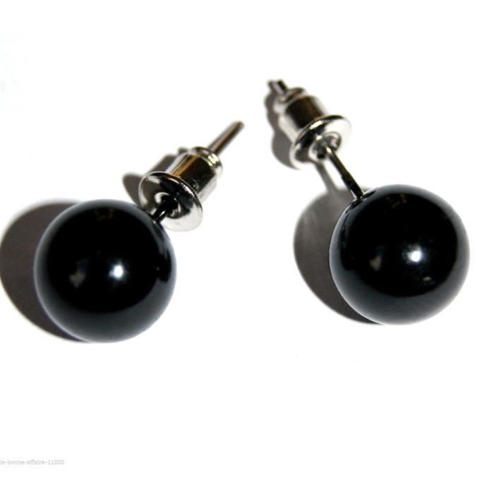 Boucles doreilles ovale noire be free fleur rouge et bleu acier inoxydable argent